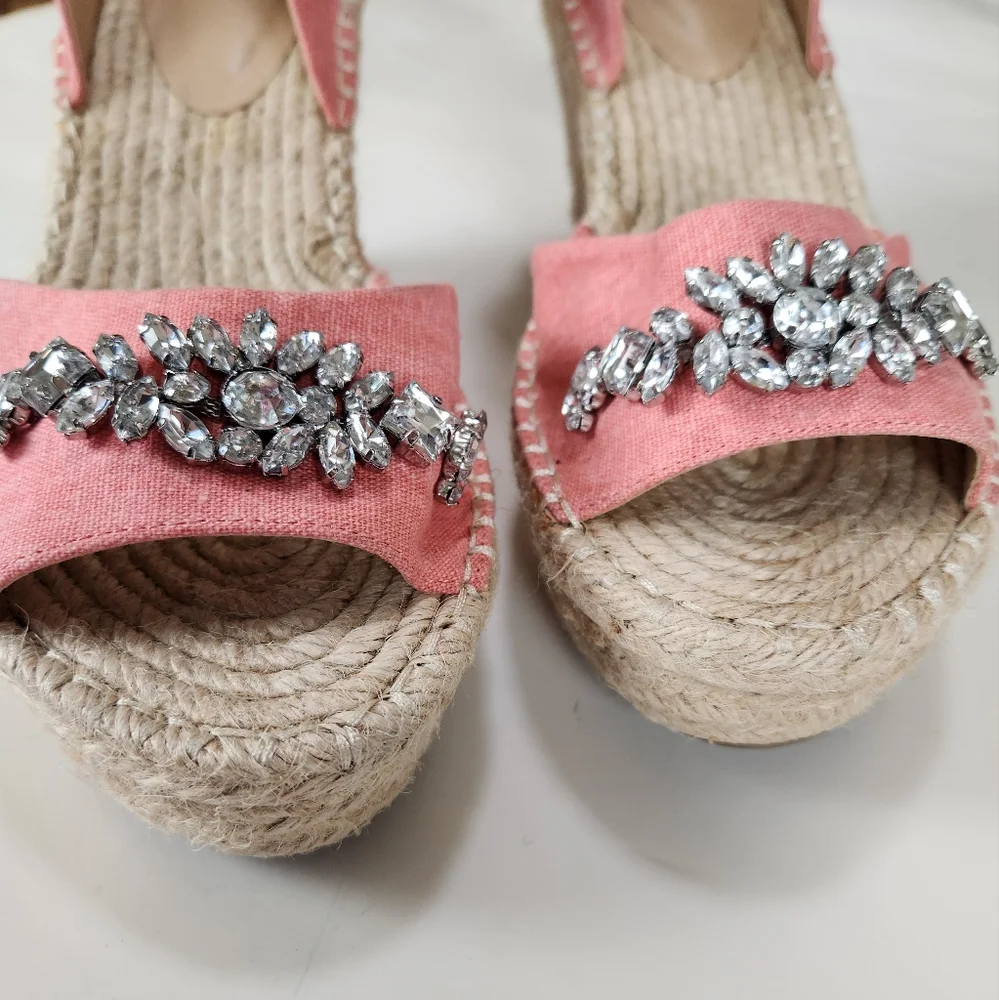Kaari Blue Chloe Washed Coral Jewel Espadrille Sandals size 8M NWOT